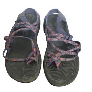 Chaco Zvolv X2 Womens 10 Blue Purple Orange Hiking Sandal Toe Loop Braided Trail